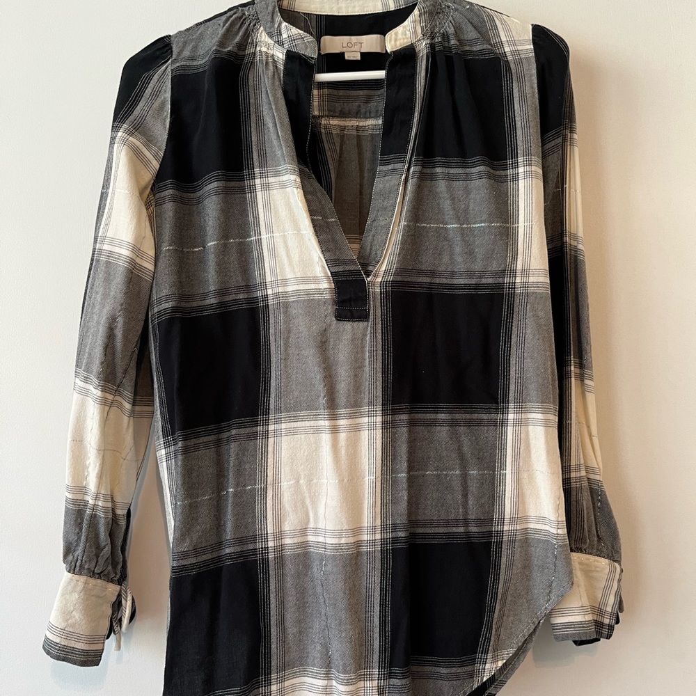 Loft plaid flannel popover shirt